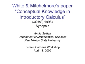 White &amp; Mitchelmore’s paper “Conceptual Knowledge in Introductory Calculus” JRME
