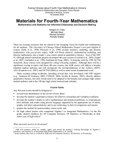 Materials for Fourth-Year Mathematics