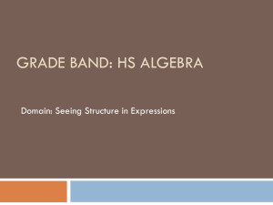 GRADE BAND: HS ALGEBRA Domain: Seeing Structure in Expressions