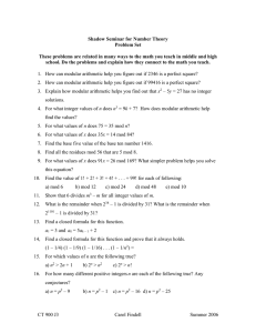 Shadow Seminar for Number Theory Problem Set