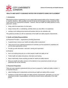 HEALTH AND SAFETY GUIDANCE NOTES FOR STUDENTS GOING ON PLACEMENT