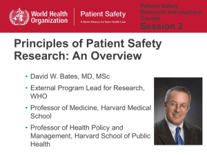 Principles of Patient Safety Research: An Overview Session 2