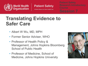 Translating Evidence to Safer Care Session 7