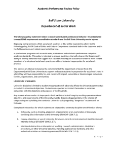 Ball State University Department of Social Work Academic Performance Review Policy