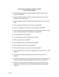   Does the proposal exhibit conceptual soundness within the... program’s discipline? Department Curriculum Committee Checklist