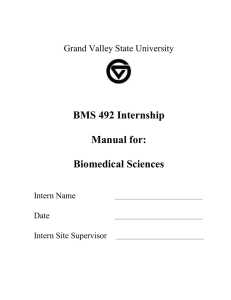 BMS 492 Internship Manual for: Biomedical Sciences