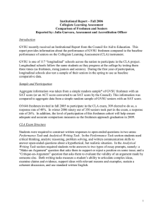 Institutional Report – Fall 2006 Collegiate Learning Assessment