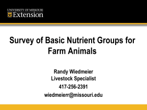 Survey of Basic Nutrient Groups for Farm Animals Randy Wiedmeier Livestock Specialist