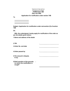 FORM DVAT 38B (See rule 36B) Application for rectification under section 74B To