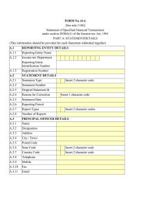 FORM No. 61A [See rule 114E] Statement of Specified Financial Transactions