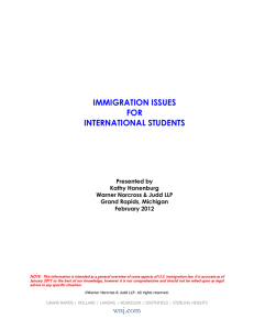 IMMIGRATION ISSUES FOR INTERNATIONAL STUDENTS