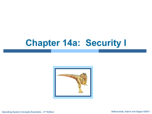 Chapter 14a:  Security I Silberschatz, Galvin and Gagne ©2013 – 2
