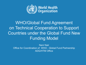 WHO/Global Fund Agreement on Technical Cooperation to Support Funding Model