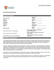 University of Sydney End-of-Placement Review Placement Information