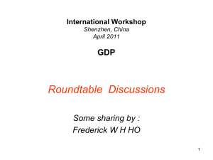 Roundtable  Discussions GDP Some sharing by : Frederick W H HO