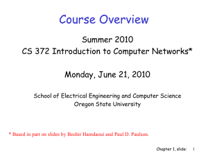 Course Overview Summer 2010 CS 372 Introduction to Computer Networks*