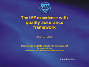 with quality assurance framework The IMF experience