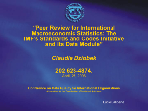 “Peer Review for International Macroeconomic Statistics: The IMF’s Standards and Codes Initiative
