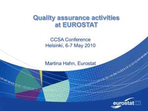 Quality assurance activities at EUROSTAT CCSA Conference Helsinki, 6-7 May 2010