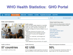 WHO Health Statistics:  GHO Portal