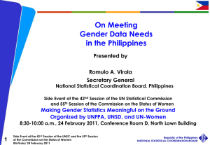 On Meeting Gender Data Needs in the Philippines Presented by