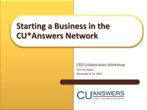 Starting a Business in the CU*Answers Network CEO Collaboration Workshop CEO Strategies