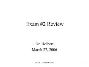 Exam #2 Review Dr. Holbert March 27, 2006 ECE201 Exam #2 Review