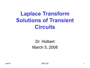 Laplace Transform Solutions of Transient Circuits Dr. Holbert
