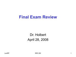 Final Exam Review Dr. Holbert April 28, 2008 LectRF