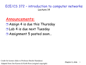 Announcements: ECE/CS 372 – introduction to computer networks