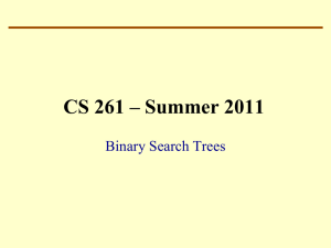 CS 261 – Summer 2011 Binary Search Trees