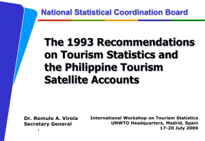 The 1993 Recommendations on Tourism Statistics and the Philippine Tourism Satellite Accounts