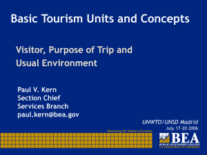 Basic Tourism Units and Concepts Visitor, Purpose of Trip and Usual Environment