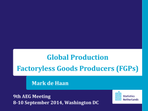 Global Production Factoryless Goods Producers (FGPs) Mark de Haan 9th AEG Meeting