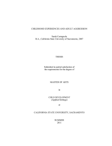 CHILDHOOD EXPERIENCES AND ADULT AGGRESSION Sarah Castagnola