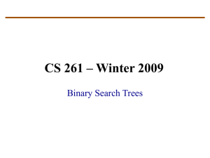 CS 261 – Winter 2009 Binary Search Trees