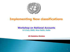 Implementing New classifications Workshop on National Accounts UN Statistics Division