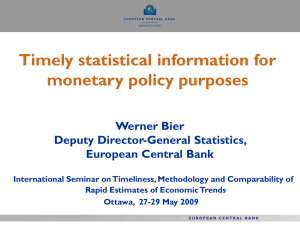 Timely statistical information for monetary policy purposes Werner Bier Deputy Director-General Statistics,