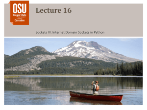 Lecture 16 Sockets III: Internet Domain Sockets in Python