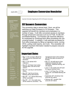 Employee Conversion Newsletter CU*Answers Conversion