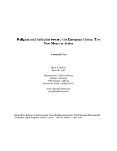 Religion and Attitudes toward the European Union: The New Member States