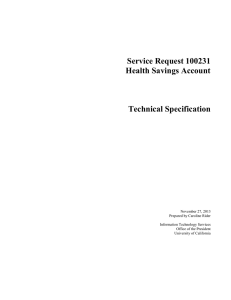 Service Request 100231 Health Savings Account Technical Specification