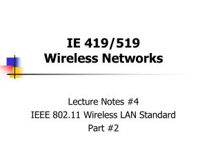 IE 419/519 Wireless Networks Lecture Notes #4 IEEE 802.11 Wireless LAN Standard