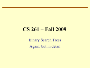 CS 261 – Fall 2009 Binary Search Trees Again, but in detail