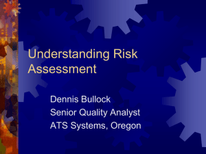 Understanding Risk Assessment Dennis Bullock Senior Quality Analyst