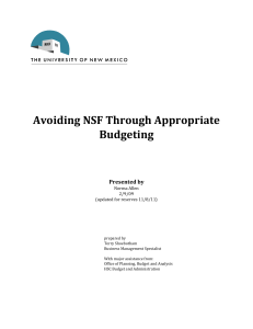 Avoiding NSF Through Appropriate Budgeting Presented by