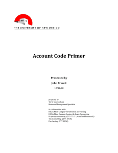 Account Code Primer Presented by John Brandt