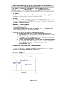 Acuity 3: importing, normalizing, filtering, querying data