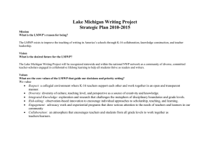 Lake Michigan Writing Project Strategic Plan 2010-2015