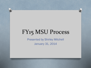 FY15 MSU Process Presented by Shirley Mitchell January 31, 2014